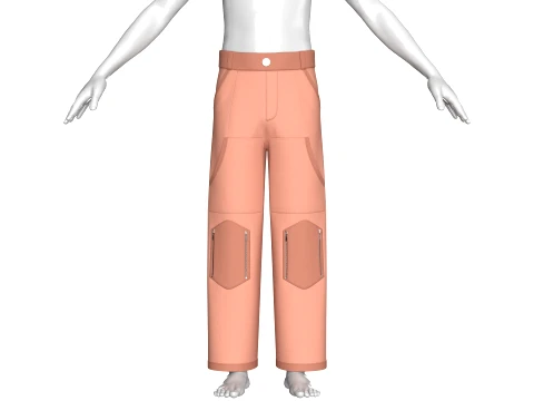 Men High Waisted Multi Pocket Pant 3D Model