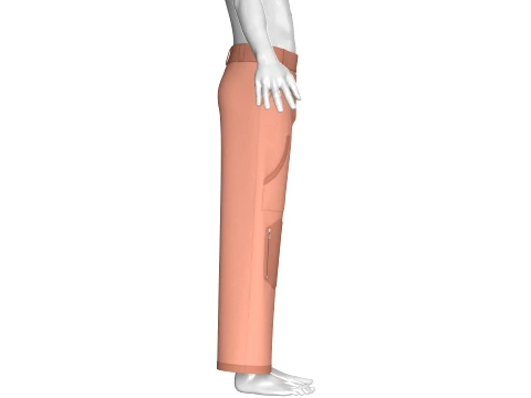 Men High Waisted Multi Pocket Pant 3D Model