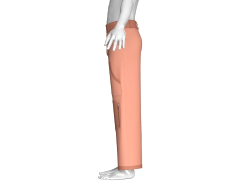 Men High Waisted Multi Pocket Pant 3D Model