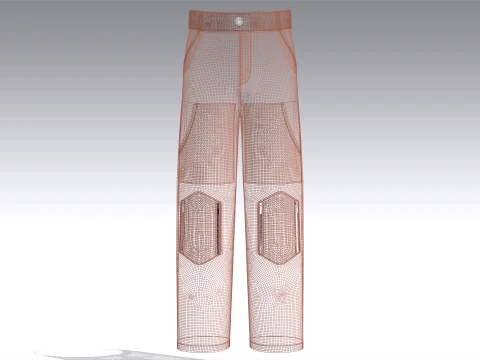 Men High Waisted Multi Pocket Pant 3D Model
