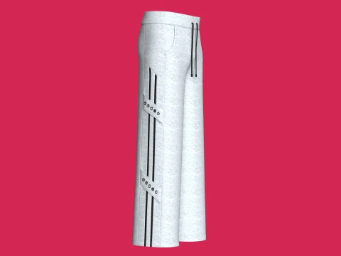 Men Side Striped Sweatpants With Eyelet Strap 3D Model