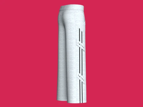 Men Side Striped Sweatpants With Eyelet Strap 3D Model
