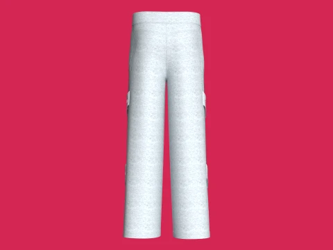 Men Side Striped Sweatpants With Eyelet Strap 3D Model