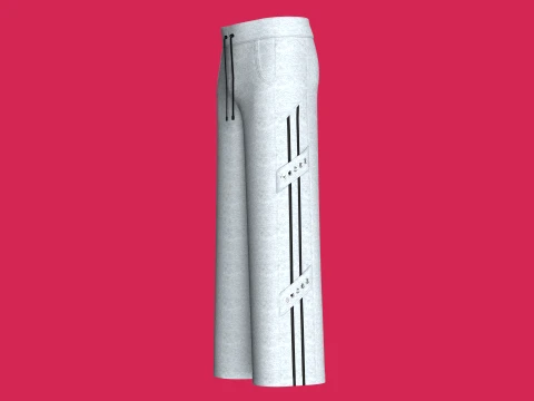 Men Side Striped Sweatpants With Eyelet Strap 3D Model