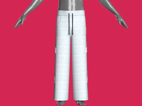Men Side Striped Sweatpants With Eyelet Strap 3D Model