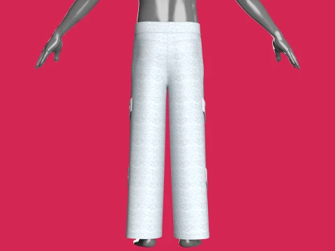 Men Side Striped Sweatpants With Eyelet Strap 3D Model