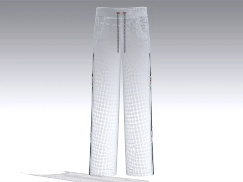 Men Side Striped Sweatpants With Eyelet Strap 3D Model