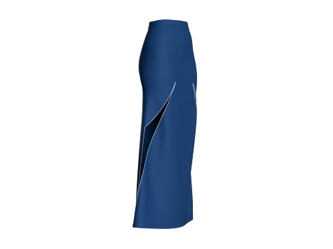 Girls Dual Slit A-Line Maxi Skirt 3D Model