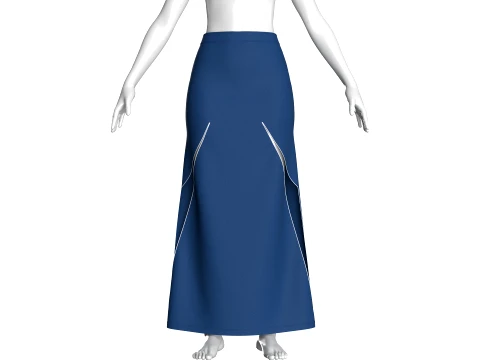 Girls Dual Slit A-Line Maxi Skirt 3D Model