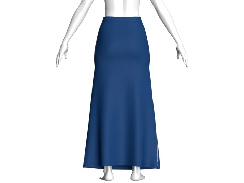 Girls Dual Slit A-Line Maxi Skirt 3D Model