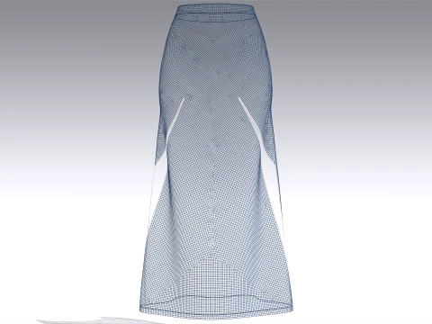 Girls Dual Slit A-Line Maxi Skirt 3D Model