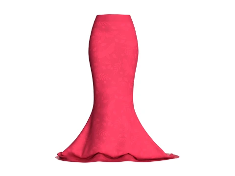 Bedruckter Maxirock f&uuml;r M&auml;dchen 3D Modell