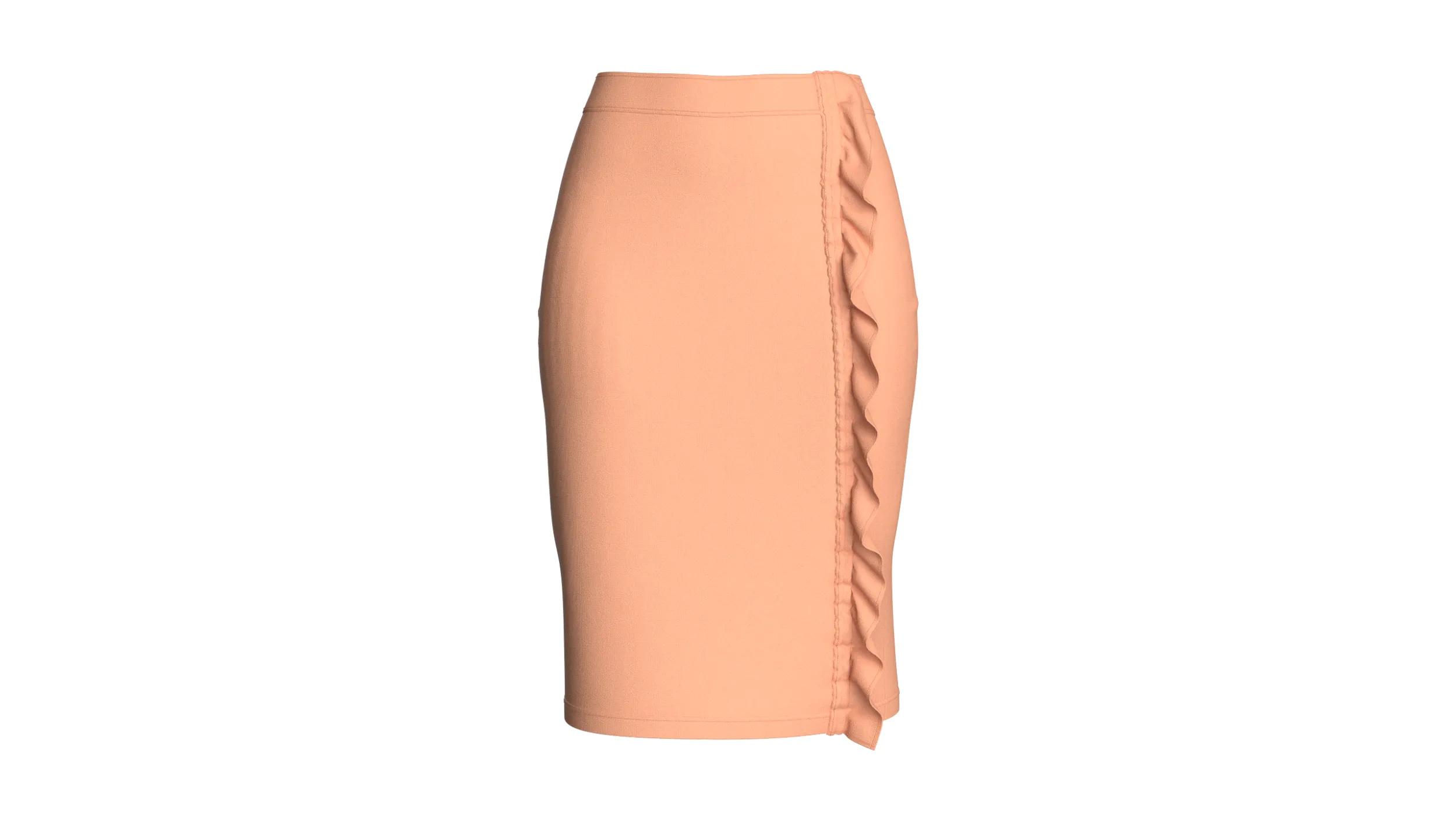 Girls Side-Ruffle Pencil Skirt 3D Model .c4d .max .obj .3ds .fbx .stl .blend 