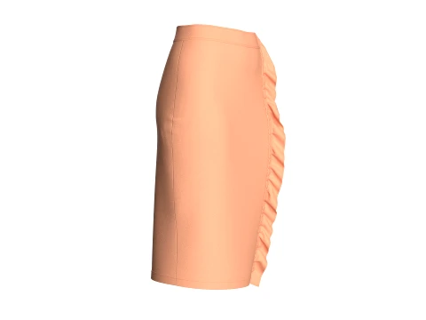 Girls Side-Ruffle Pencil Skirt 3D Model