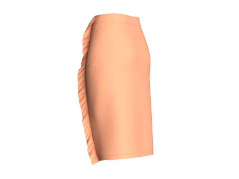 Girls Side-Ruffle Pencil Skirt 3D Model
