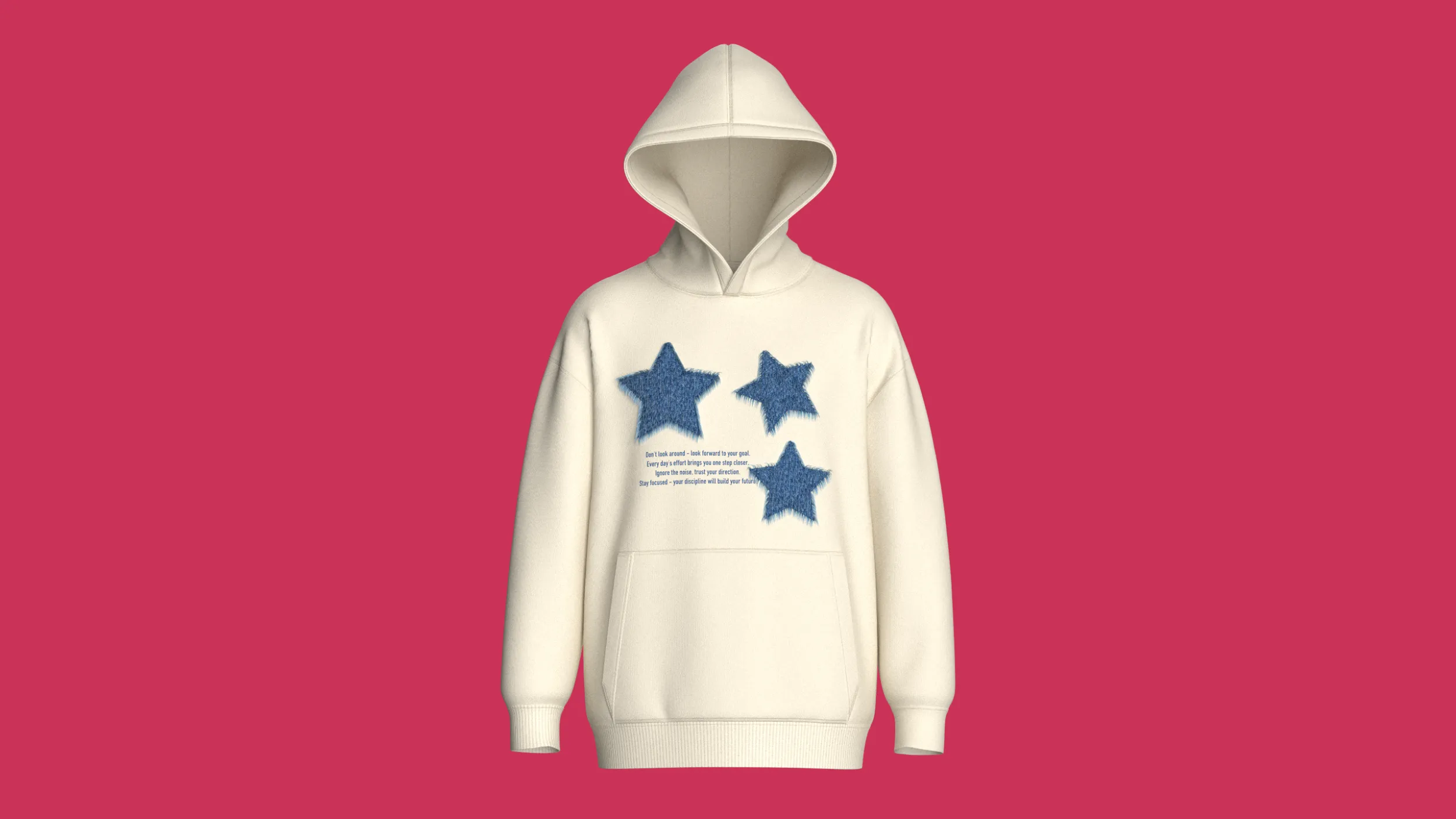 Men Denim Star Patch Pullover Hoodie 3D Model .c4d .max .obj .3ds .fbx .stl .blend