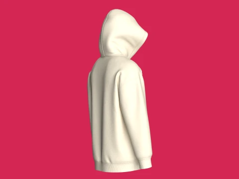 Men Denim Star Patch Pullover Hoodie 3D Model