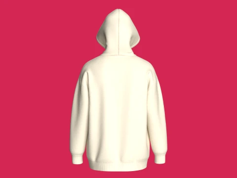 Men Denim Star Patch Pullover Hoodie 3D Model