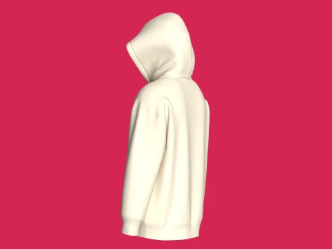 Men Denim Star Patch Pullover Hoodie 3D Model