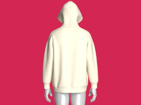 Men Denim Star Patch Pullover Hoodie 3D Model