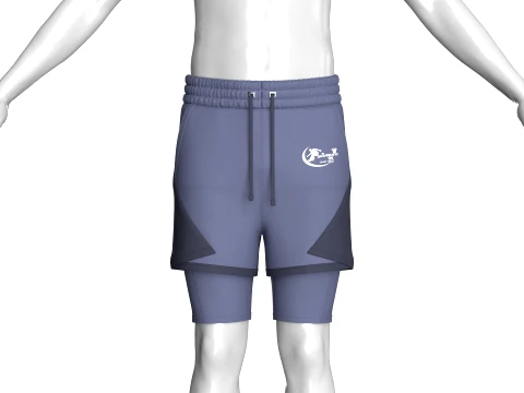 Men Elastic Waist 2-in-1 Athletic Short 3D Model