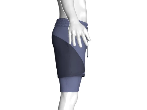 Men Elastic Waist 2-in-1 Athletic Short 3D Model