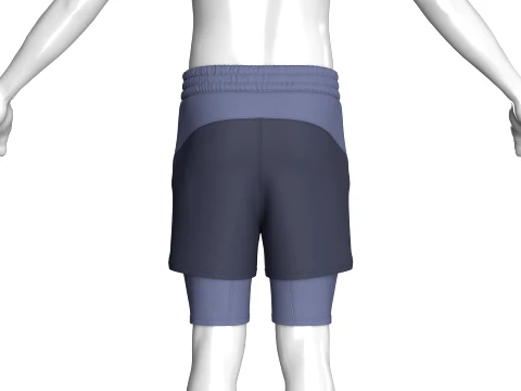 Men Elastic Waist 2-in-1 Athletic Short 3D Model