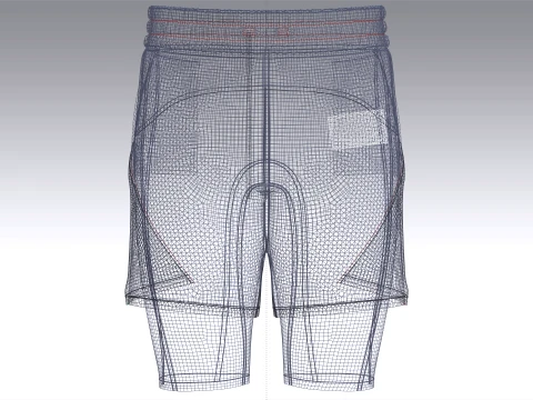 Men Elastic Waist 2-in-1 Athletic Short 3D Model
