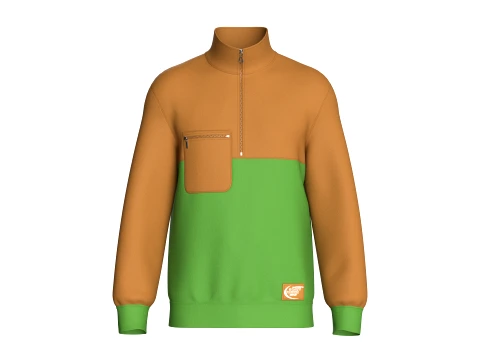 Herren-Jacke mit halbem Rei&szlig;verschluss und Brusttasche mit Rei&szlig;verschluss 3D Modell