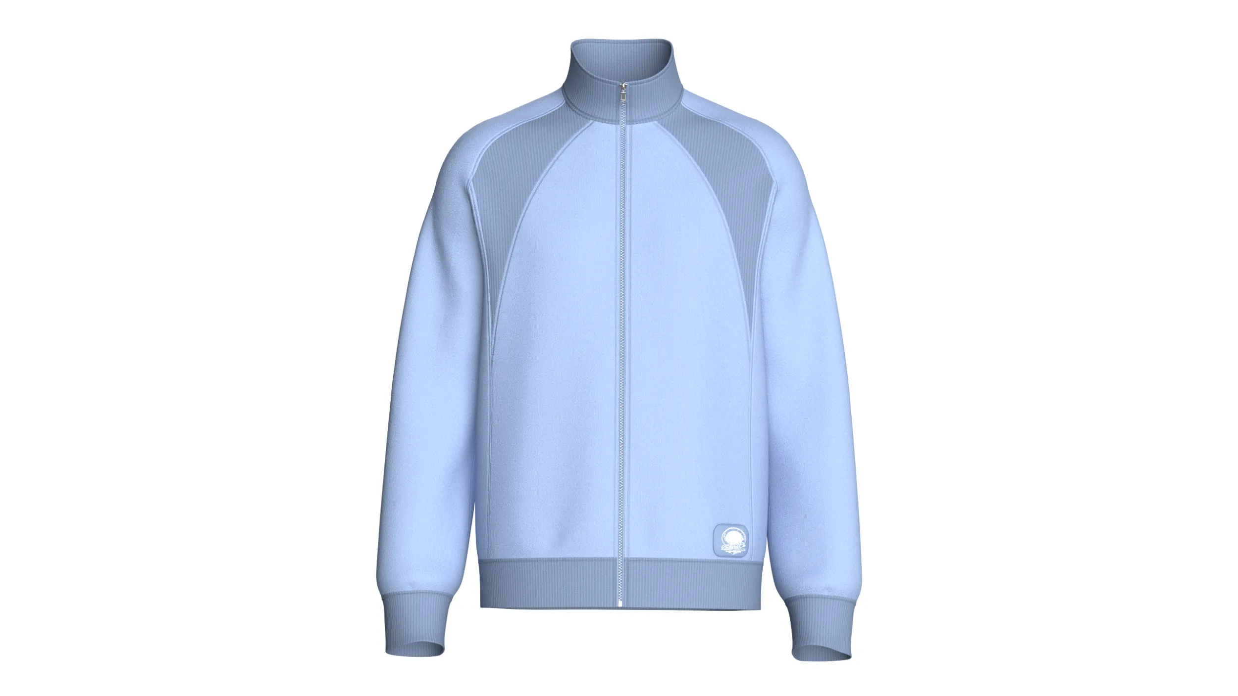 Men Raglan Zip-Up Jacket With Ribbed Panel 3D Model .c4d .max .obj .3ds .fbx .stl .blend 