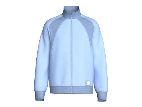 Herren Raglanjacke mit Rei&szlig;verschluss und geripptem Einsatz 3D Modell