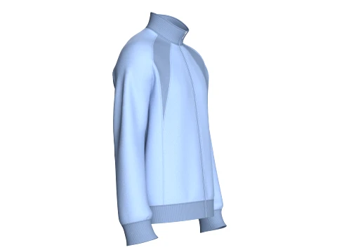 Men Raglan Zip-Up Jacket With Ribbed Panel 3D Model
