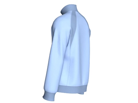 Men Raglan Zip-Up Jacket With Ribbed Panel 3D Model