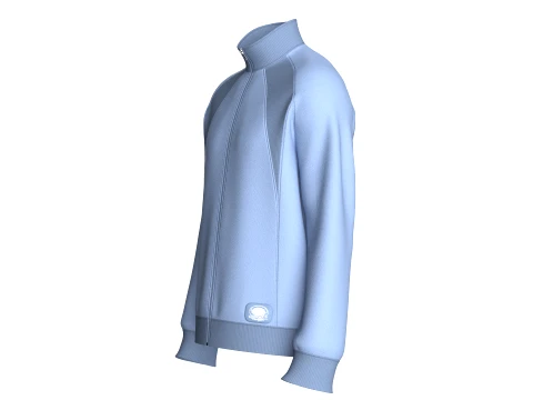 Men Raglan Zip-Up Jacket With Ribbed Panel 3D Model