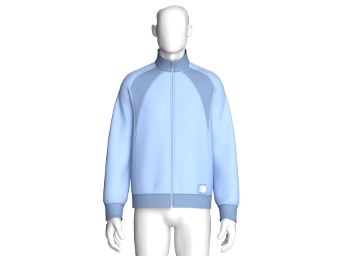 Men Raglan Zip-Up Jacket With Ribbed Panel 3D Model