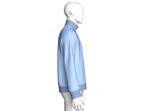 Men Raglan Zip-Up Jacket With Ribbed Panel 3D Model