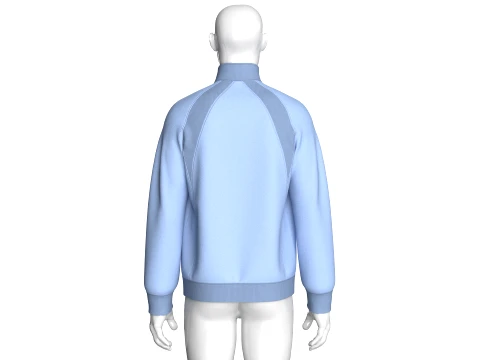 Men Raglan Zip-Up Jacket With Ribbed Panel 3D Model