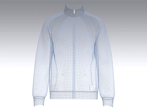 Men Raglan Zip-Up Jacket With Ribbed Panel 3D Model