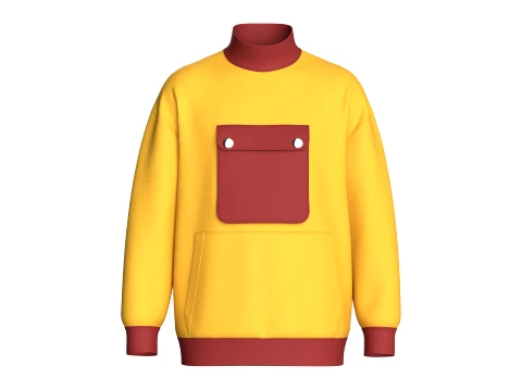 &Uuml;bergro&szlig;es Herren-Sweatshirt mit Cargotasche 3D Modell