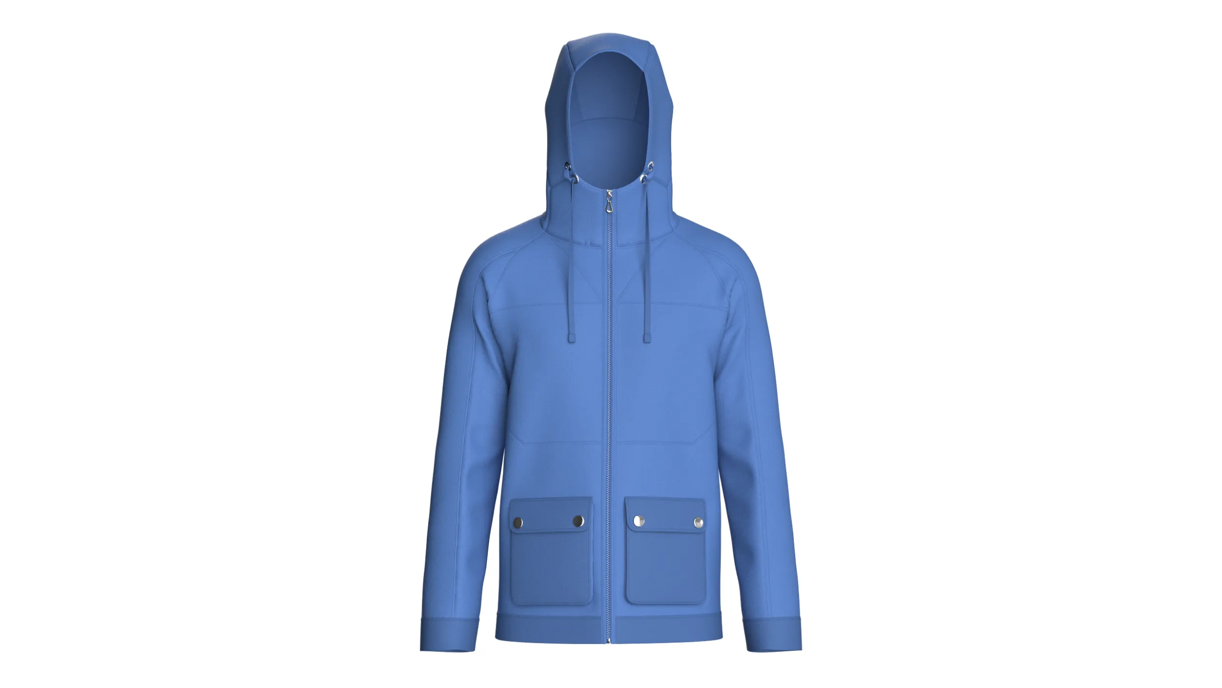 Men Zip-Up High Neck Hooded Jacket 3D Model .c4d .max .obj .3ds .fbx .stl .blend 