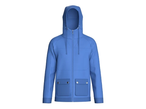 Hochgeschlossene Herren-Kapuzenjacke mit Rei&szlig;verschluss 3D Modell