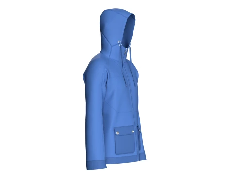 Men Zip-Up High Neck Hooded Jacket 3D Model