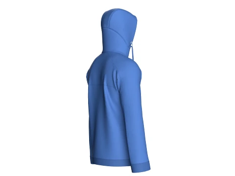 Men Zip-Up High Neck Hooded Jacket 3D Model