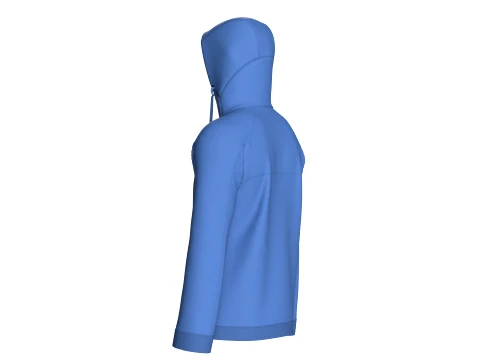 Men Zip-Up High Neck Hooded Jacket 3D Model