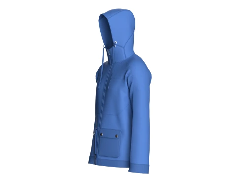 Men Zip-Up High Neck Hooded Jacket 3D Model
