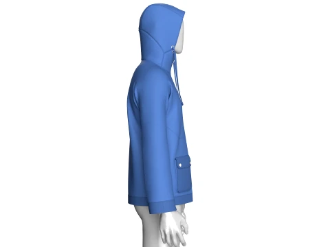 Men Zip-Up High Neck Hooded Jacket 3D Model