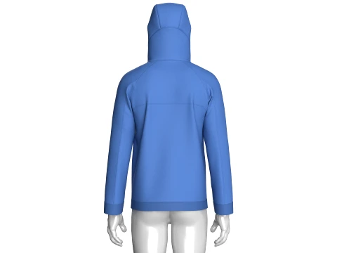 Men Zip-Up High Neck Hooded Jacket 3D Model