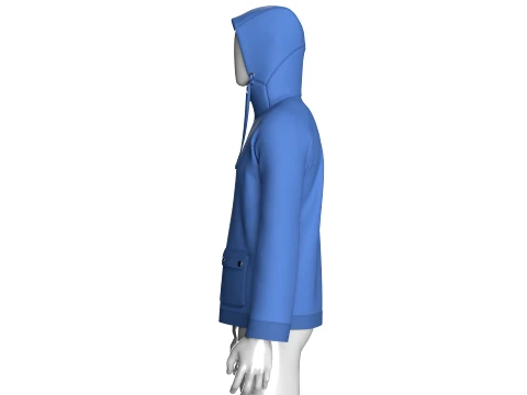 Men Zip-Up High Neck Hooded Jacket 3D Model
