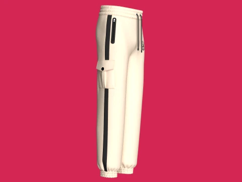 Men Utility Pocket Sweatpant With Side Stripes 3D Model