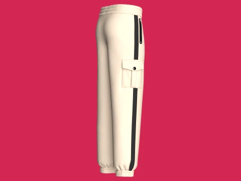 Men Utility Pocket Sweatpant With Side Stripes 3D Model
